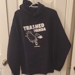 NWOT Men's Trashed Panda Black Midweight Hoodie